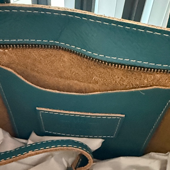 NWOT - Turquoise - Medium Crossbody Tote, Portland Leather Goods - Picture 4 of 4